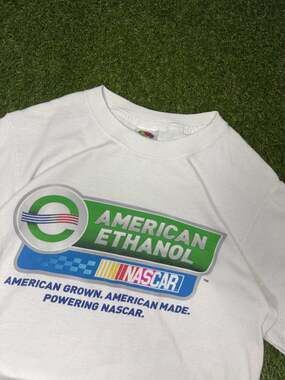 Vintage NASCAR American Ethanol American Grown T-Shirt White Small